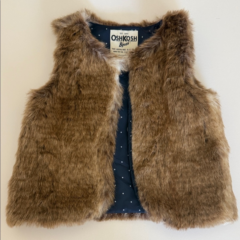 OshKosh B'gosh Brown Faux Fur Vest - Picture 5 of 7